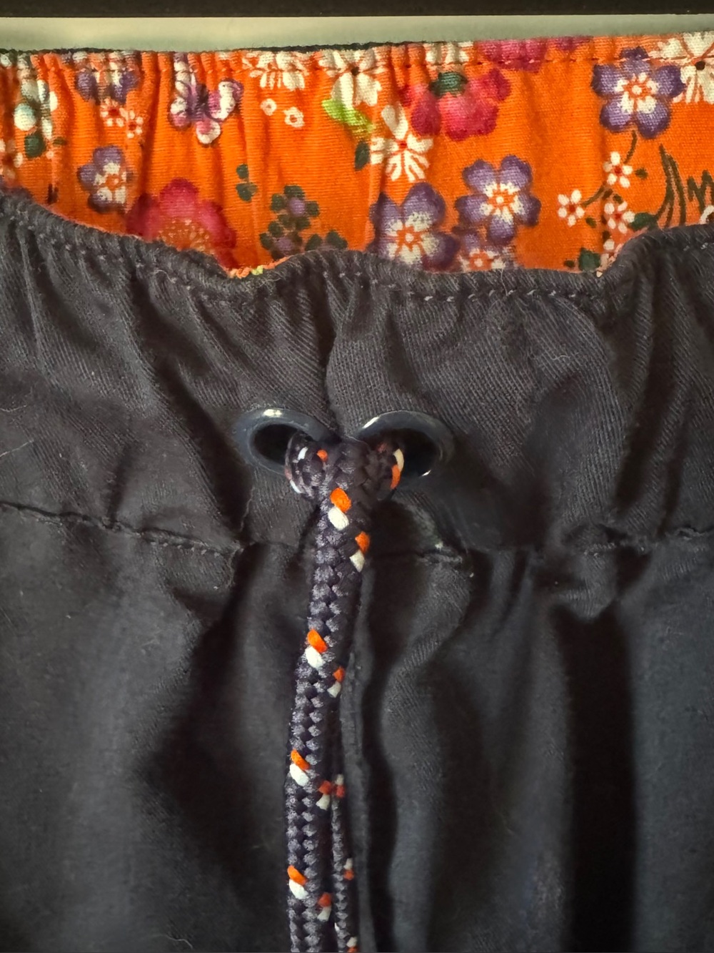 koi Navy Cargo Drawstring Scrub Jogger Pants with Orange Accents - Picture 3 of 16